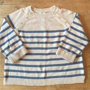 Wraps London 100%Cotton sailor stripe button shoulder raglan sweater. Medium